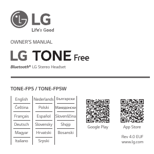 Наръчник LG TONE-FP5 Слушалка