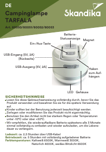 Bedienungsanleitung Skandika 80050 Tarfala Leuchte