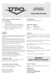 Käyttöohje UPO Slim Line 600 Thin Liesituuletin