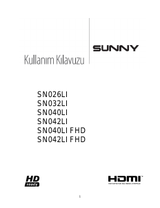 Kullanım kılavuzu Sunny SN040LI FHD LCD televizyon