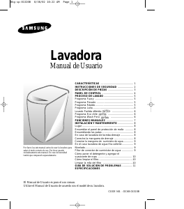 Manual de uso Samsung WA107FA1 Lavadora