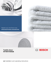 Manual Bosch WTWH7560GB Dryer