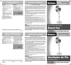 Manual de uso Holmes HSF1610A-BTU Ventilador