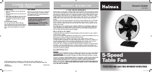Manual Holmes HDF12235-BM Fan