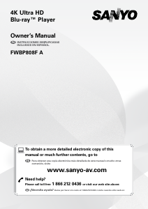 Manual Sanyo FWBP808F-A Blu-ray Player