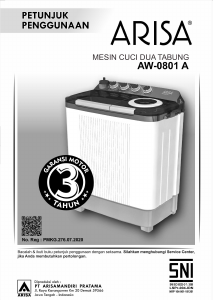 Panduan Arisa AW-0801A Mesin Cuci