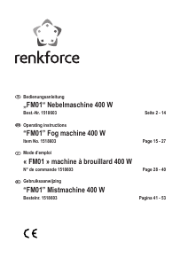 Handleiding Renkforce FM01 Rookmachine
