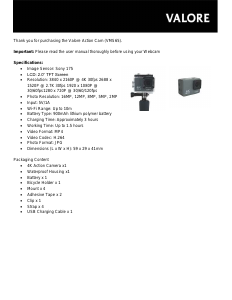 Handleiding Valore VMS65 Actiecamera