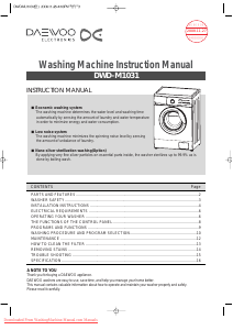 Manual Daewoo DWD-M1031 Washing Machine