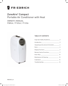 Manual Friedrich ZCP12SA Air Conditioner