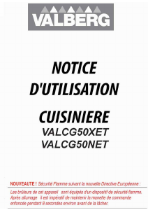 Mode d’emploi Valberg VALCG50NET Cuisinière
