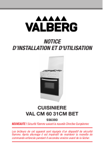 Mode d’emploi Valberg VALCM6031CMBET Cuisinière