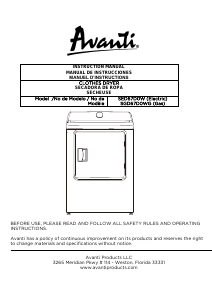 Manual Avanti SED67D0W Dryer