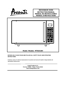 Manual Avanti MT81K1BH Microwave