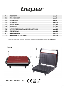 Handleiding Beper P101TOS002 Contactgrill