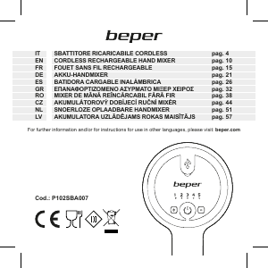 Manual Beper P102SBA007 Mixer de mână