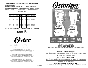 Manual de uso Oster 6672 Batidora