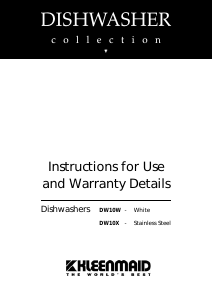 Manual Kleenmaid DW10W Dishwasher