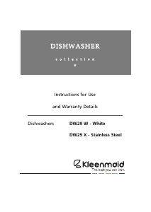 Manual Kleenmaid DW29X Dishwasher