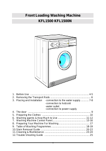 Manual Kleenmaid KFL1500 Washing Machine
