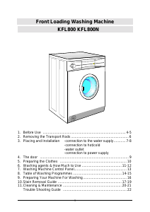Manual Kleenmaid KFL800 Washing Machine