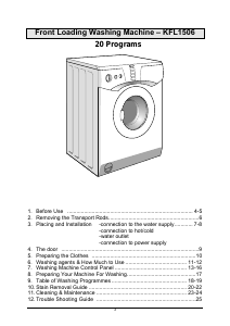 Manual Kleenmaid KFL1506 Washing Machine