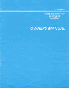 Manual Kleenmaid DW4 Dishwasher