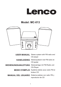 Bedienungsanleitung Lenco MC-013BU Stereoanlage