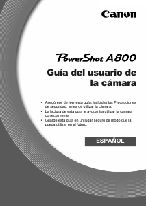 Manual de uso Canon PowerShot A800 Cámara digital