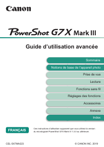 Mode d’emploi Canon PowerShot G7 X Mark III Appareil photo numérique