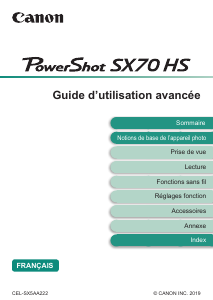 Mode d’emploi Canon PowerShot SX70 HS Appareil photo numérique