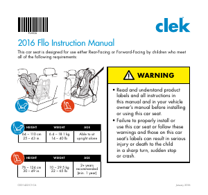 Bruksanvisning Clek Fllo (2016) Bilbarnstol