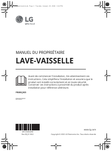 Mode d’emploi LG DF455HMS Lave-vaisselle