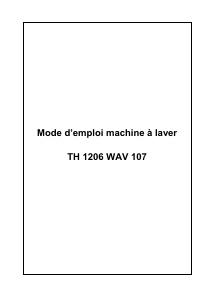 Mode d’emploi Bellavita TH 1206 WAV 107 Lave-linge