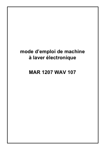 Mode d’emploi Bellavita MAR 1207 WAV 107 Lave-linge