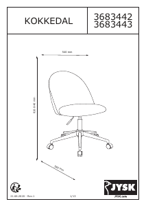 説明書 JYSK Kokkedal 事務用椅子