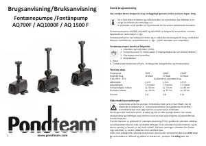 Bruksanvisning Pondteam AQ700F Fontänpump