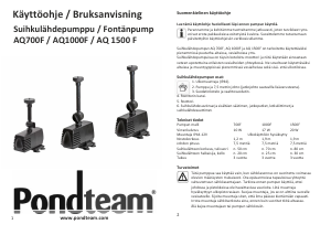 Käyttöohje Pondteam AQ1000F Suihkulähdepumppu