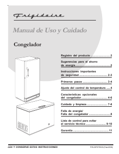 Manual de uso Frigidaire FFCH13M2MW Congelador