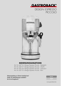 Manual Gastroback 42718 Piccolo Espresso Machine