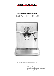 Manual Gastroback 42709 Pro Espresso Machine