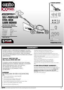 Manual Ozito PXBSPMK-4182 Lawn Mower