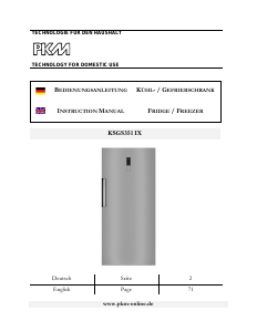 Bedienungsanleitung PKM KSGS351 IX Gefrierschrank