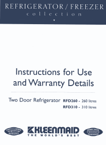 Manual Kleenmaid RFD260 Fridge-Freezer