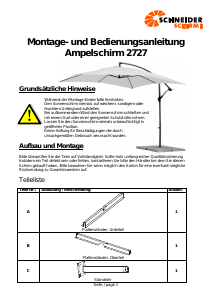 Bedienungsanleitung Schneider 2727 Sonnenschirm