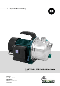 Bedienungsanleitung Mr. Gardener GP 4500 INOX Gartenpumpe