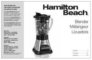 Mode d’emploi Hamilton Beach 58164 Blender