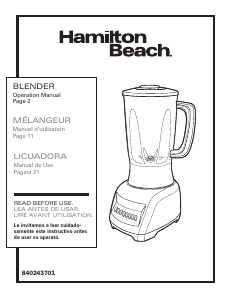 Manual Hamilton Beach 50128 Blender