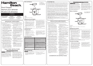 Manual de uso Hamilton Beach 72603 Picador