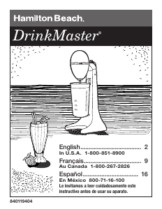 Manual Hamilton Beach 727 DrinkMaster Drink Mixer